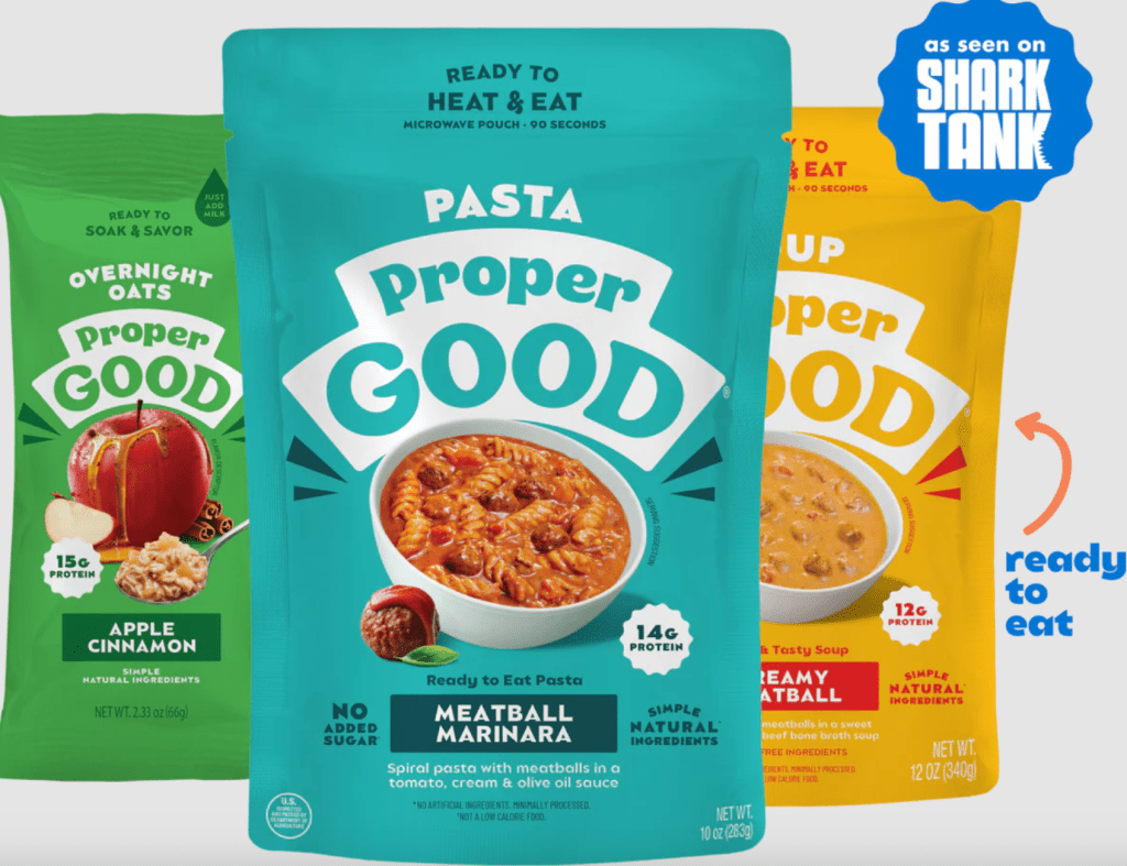 Soup, pasta, and oatmeal from Proper Good